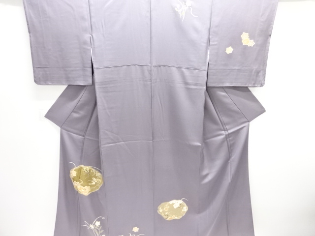 JAPANESE KIMONO / HOMONGI / SILK / EMBROIDERY / FLORAL PLANTS